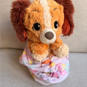 Disney Store Lady & The Tramp Babies Plush Dog Pouch Blanket Soft toy Stuffed